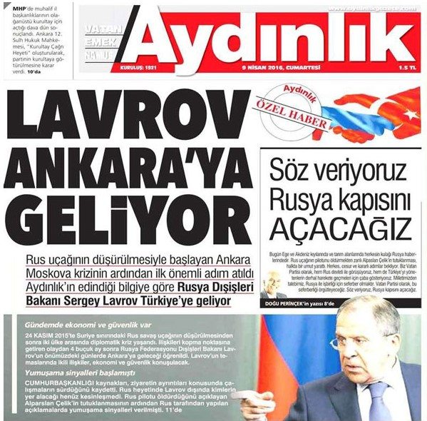 Aydınlık'dan Lavrov Türkiye'ye geliyor iddiası