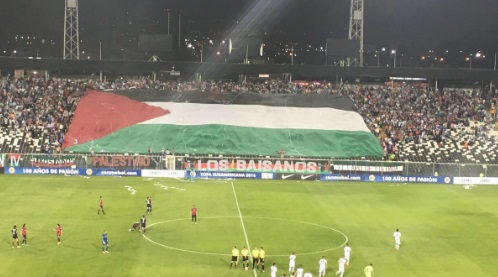 VİDEO | Copa Sudamericana maçında dev Filistin bayrağı