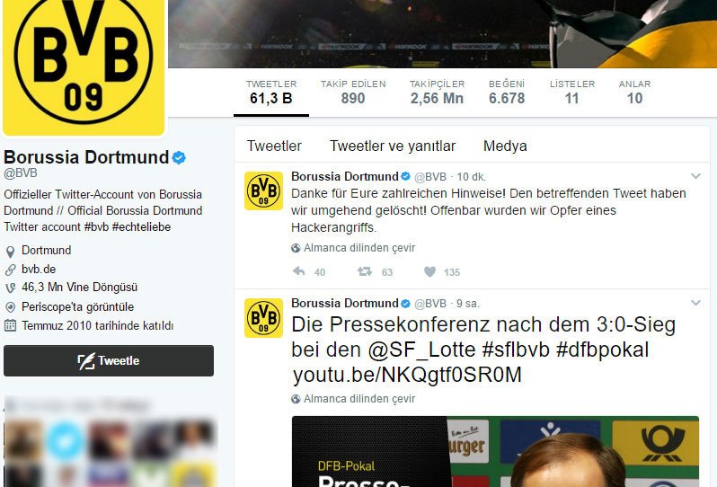 Borussia Dortmund'un hesabını 'hack'lediler: 