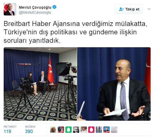 Çavuşoğlu, Londra saldırısı için Erdoğan'ı ima eden yayın organına mülakat verdi