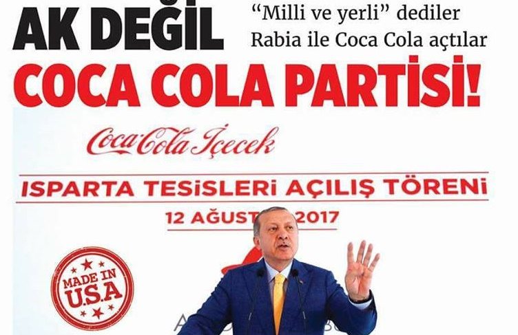 Sosyalist Cumhuriyet gazetesinin yeni sayısında AKP'nin riyakarlığı gündemde: AK değil Coca Cola partisi!