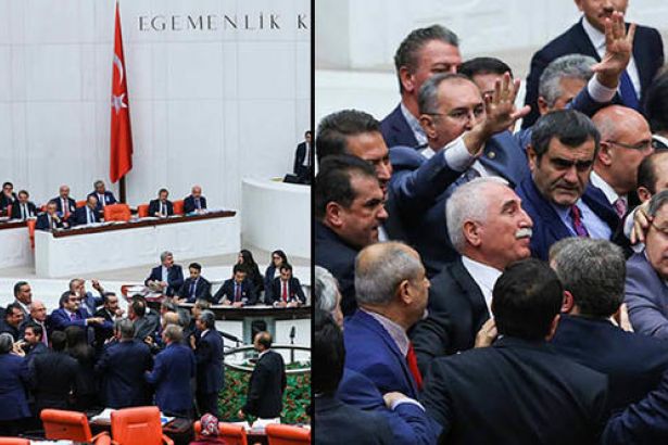 Meclis Genel Kurulu'nda, Erdoğan'a 'Yahudi Cesaret Madalyası' hatırlatması sonrasında arbede yaşandı