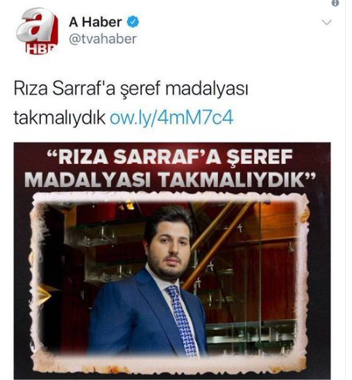 AHaber, Rıza Sarraf tweet'ini sildi