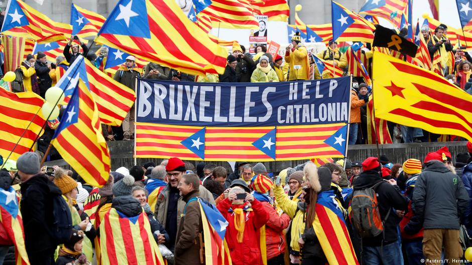 Brüksel'de Katalonya protestosu