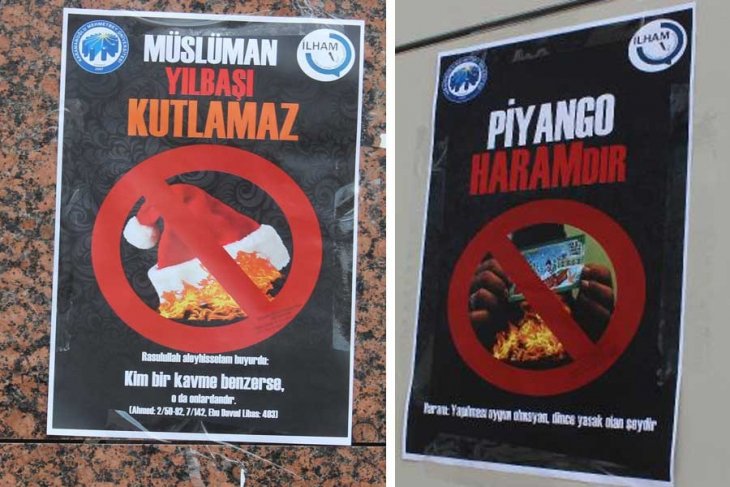 Üniversite 'Müslüman yılbaşı kutlamaz' ve 'Piyango haramdır' afişlerine sahip çıktı!