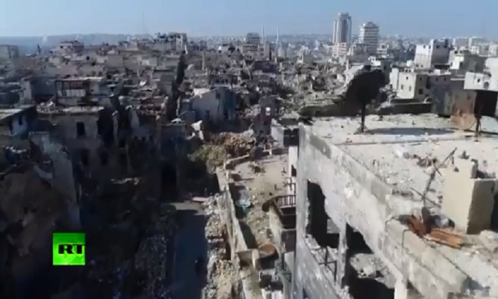 VİDEO | Cihatçılardan geri alınan Halep'teki yıkım havadan görüntülendi