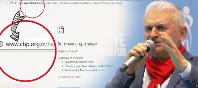 Binali Yıldırım CHP'nin sitesinden haber sildirdi