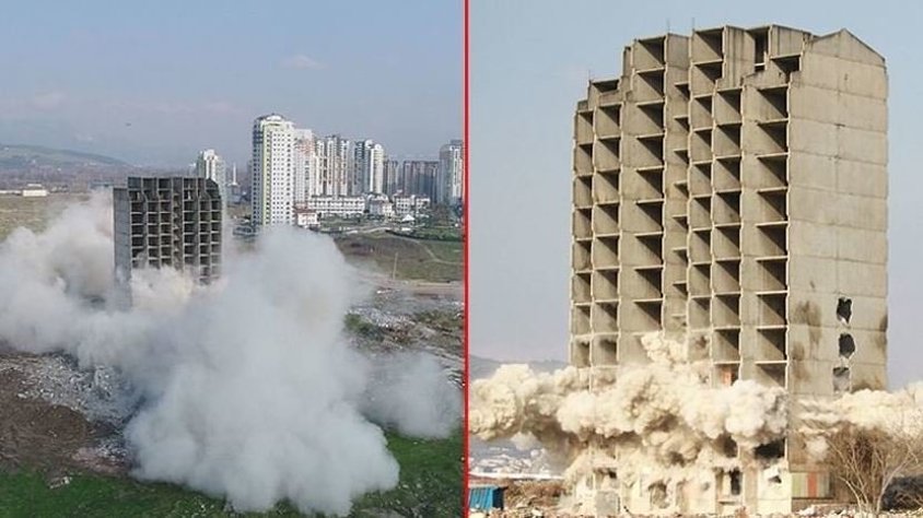 300 kilo dinamitle yıkılmayan bina kendiliğinden çöktü