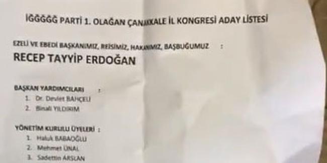 İP kongresinde seçim zarfından Erdoğan ve Bahçeli'nin ismi çıktı