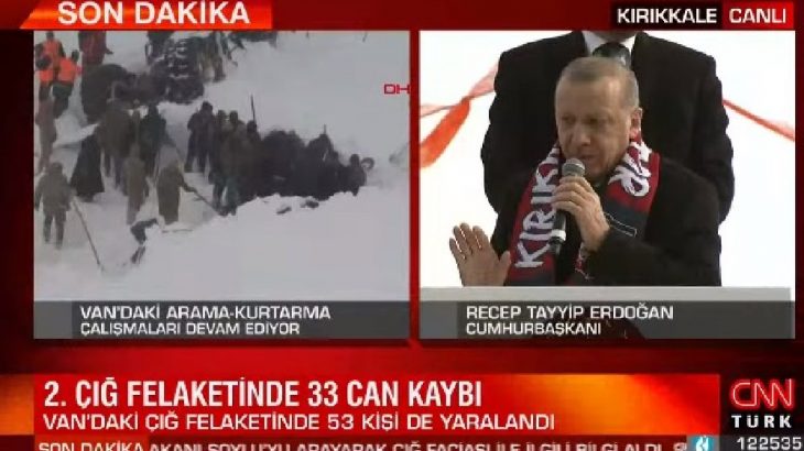Yurttaşlar çığ altında, Erdoğan mitingde!