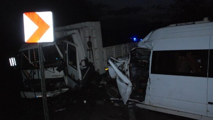 Orman işçilerini taşıyan minibüs ile kamyon çarpıştı: Biri ağır, 15 yaralı