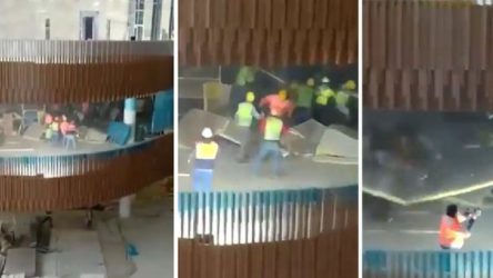 AKM inşaatında asma tavan işçilerin üzerine böyle düştü!