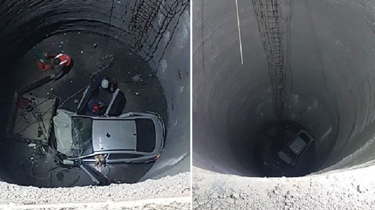 İzmir Balçova'da otomobil 25 metre yüksekliğindeki metro inşaatına düştü: 2 ağır yaralı