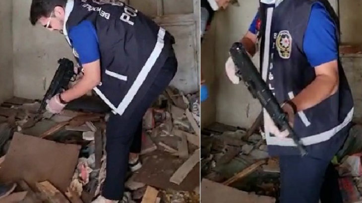 Polis ekipleri metruk binada arama sırasında otomatik silah buldu