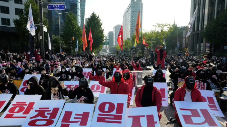 Güney Kore'li işçiler, çalışma koşullarının iyileşmesi için sokaklardaydı