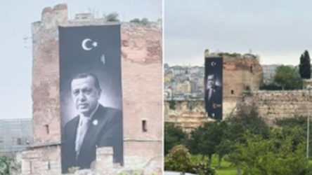 'Kanun tanımıyorlar': İstanbul'da tarihi surlara Erdoğan posterleri