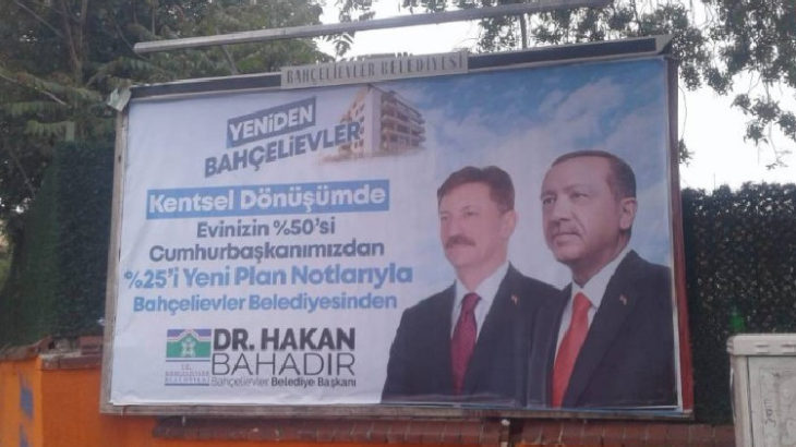Bahçelievler Belediyesi yasaya rağmen seçim günü Erdoğan afişini kaldırmadı
