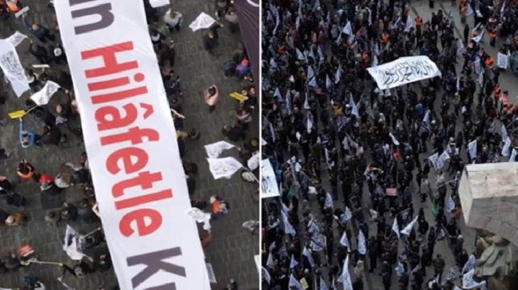 İstanbul'un ortasında laikliğe meydan okudular: Gerici terör örgütünden hilafet mitingi