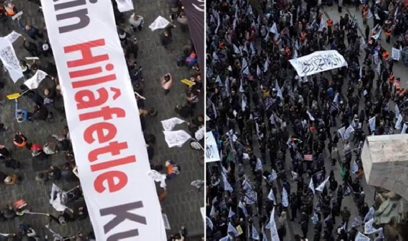 İstanbul'un ortasında Laikliğe meydan okudular: Gerici terör örgütünden hilafet mitingi