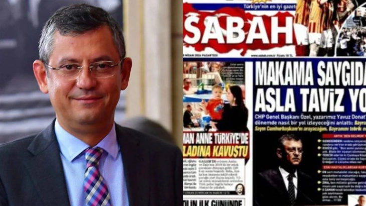 Yandaş Sabah gazetesi Özgür Özel'i manşete taşıdı