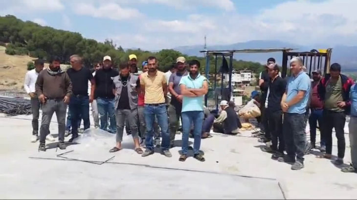 Aydın-Denizli otoban şantiyesinde çalışan inşaat işçilerinin eylemi devam ediyor
