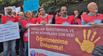 Eğitim-İş Bursa Şubesi, Bursa Anadolu Lisesi önünde: Asıl proje tarikat ve cemaatlerle ortaklaşarak biatçı nesiller yetiştirme projesidir