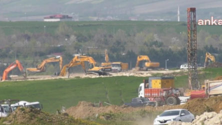 İmamoğlu'nun “24 bin konutun inşaatını başlattılar” dediği Sazlıdere Barajı'nda İş makinaları aralıksız çalışıyor