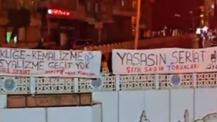 Diyarbakır'da gerici provokasyon: Şeriat övgüsü yapılan pankartlar asıldı