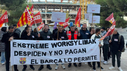 Camp Nou şantiyesindeki işçiler Limak'ın hak gaspına karşı eylem yaptı