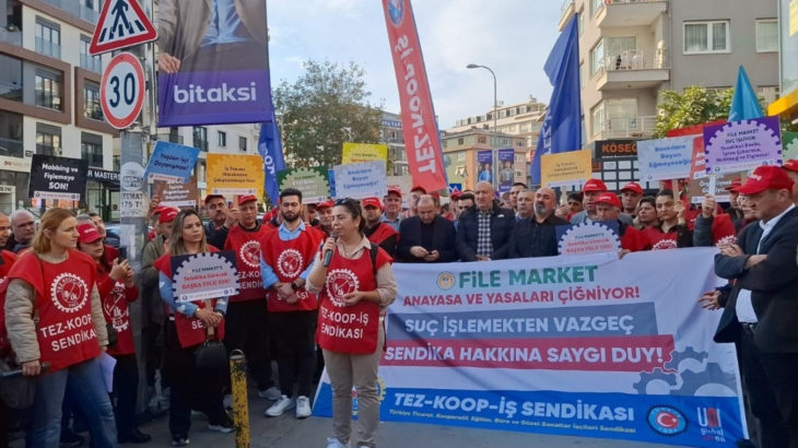 Haksız yere işten çıkarılan File Market işçileri hakları için direniyor