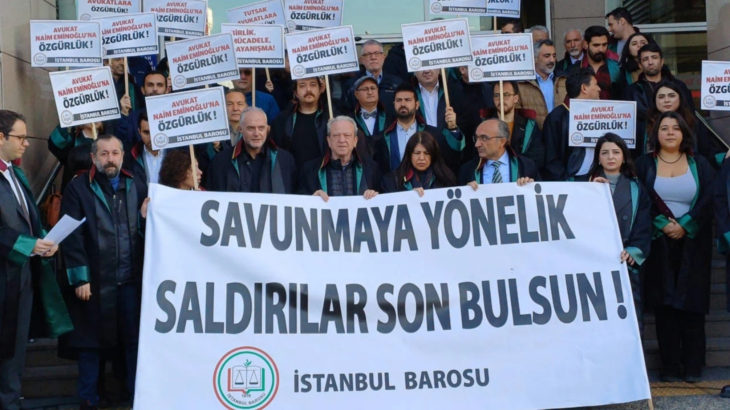 Avukatlardan tutuklanan Naim Eminoğlu için Çağlayan'da protesto