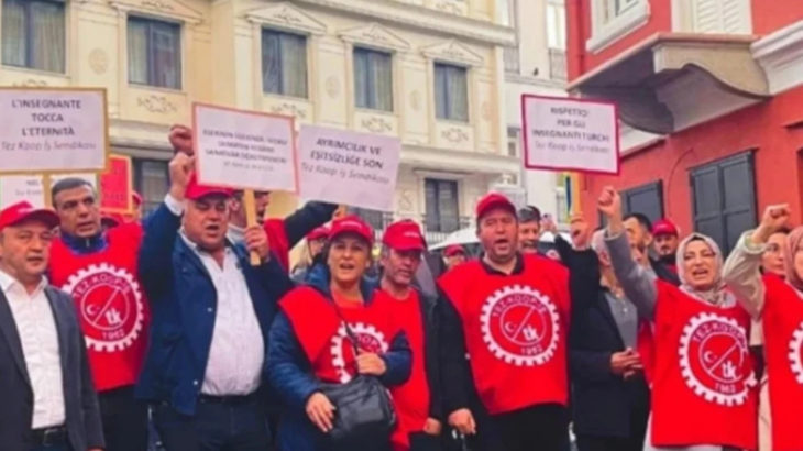 Özel İtalyan Lisesi'nde çalışan Türk öğretmenler greve çıktı: Maaş eşitsizliğine geçit yok