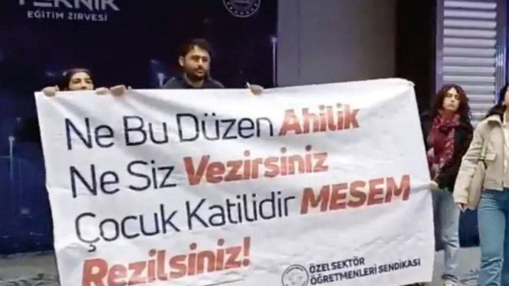MEB'in zirvesinde 'Çocuk katili MESEM' pankartı açtıkları için gözaltına alınan öğretmenler serbest bırakıldı