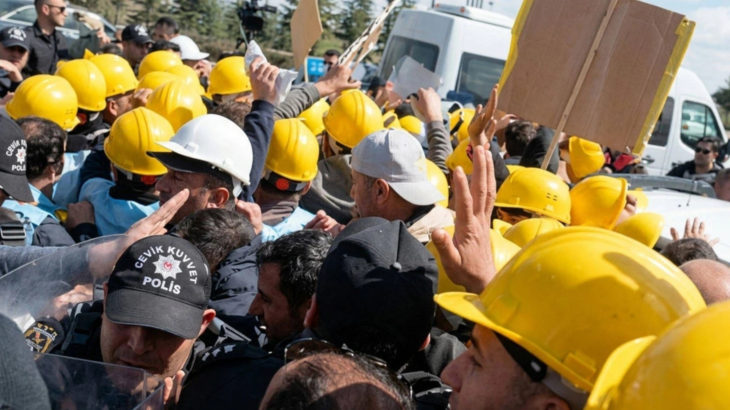 Enerji Bakanlığı'na yürüyen maden işçilerine polis müdahalesi: Gökay Çakır ve Başaran Aksu gözaltında