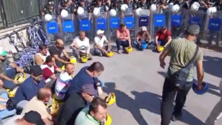 Bakanlık önünde eylem yapan madenciler gözaltına alınıyor